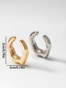 2pcs Gold & Silver Metallic Earring Set, For Women,Classy,Festival - Multicolor - View 3