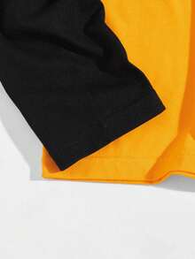 YUNCHIC 男士长袖圆领T恤，透气百搭，宽松休闲打底衫，韩式简约风，创意经典图案，宽松版型圆领T恤，秋季休闲上衣 - 黃色 - 查看 4