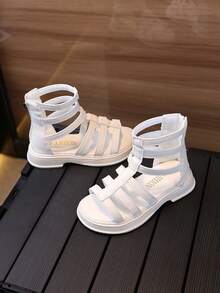 Girls' Roman Sandals, New Summer 2025 Collection, Fashion Soft Bottom Princess Non-Slip Shoes For Little Girls - Beige - View 3