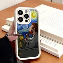 Funda de teléfono Van Gogh Noche Estrellada Arte Pintura con Diseño de Artista de Dibujos Animados para  15 Pro Max  14 Pro  13  Galaxy S23 S22 S21 Funda de teléfono Funda de pareja Regalo para novio novia Regalo de San Valentín Cumpleaños - Café integral - Ver 4