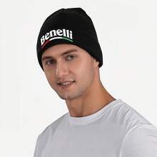 1pc Benelli Knitted Beanie Hat - Soft Warm Winter Cap With Red & Green, Unisex Unisex Design, All-Season Comfort Men & Women,, Halloween, New Year, Outdoor & Casual Wear, Beanie Hat, Cold Weather Gear - màu đen - Xem 5