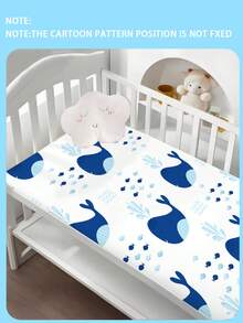 1PC Customized Cartoon Whale Pattern Bed Sheet Personalized Customization 110g Polyester Material Single Bed Sheet With Digital Printing Machine Washable For All Seasons, Suitable For Boys And Girls As Gifts - Multicolor - View 5