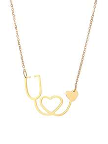 1 pieza Collar con colgante de corazón de acero inoxidable, de moda y versátil, no se desvanece, estilo europeo y americano