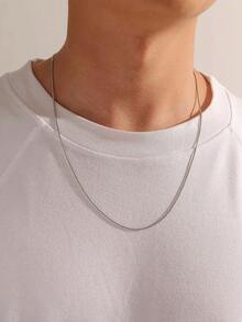 1pc Minimalist Stainless Steel Snake Chain Necklace, Unisex Casual/Daily Wear, Hip-Hop Minimalist Stainless Steel Snake Chain Necklace, Suitable For Both Men And Women. - Multicolor - View 1