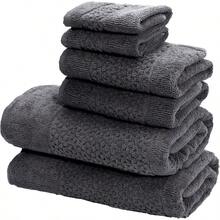 Classic Turkish Towels CTT - Juego de toallas de lujo de 6 piezas 100% algodón turco secado rápido altamente absorbente y cómodo incluye 2 toallas de baño 2 toallas de mano y 2 paños de baño - GRIS - Ver 2