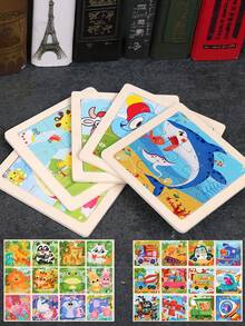 1/4/8/12/40pcs Children's Wooden Puzzle,Perfect Christmas Gift,Children's Puzzle,Kindergarten Early Education Teaching Aids,Cartoon Animal Cognitive Jigsaw Puzzle Set,Children's Educational Toys,Dinosaur, Marine Animal, Vehicle, Insect Series Puzzle,Wooden Toys - Multicolor - View 9