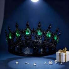 巴洛克水晶皇冠，奢华圆形皇家皇冠，优雅新娘婚礼头饰，派对头饰，金色皇冠，头冠，金色头饰，皇冠，发饰花环，头花圈，发藤，发圈，头冠，伴娘礼物，发饰 - 彩色 - 查看 27