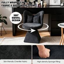 Vanity Stools - Black + Fabric - View 2