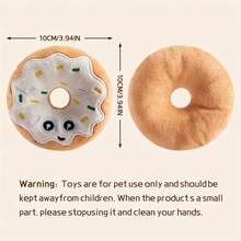 1pc Multi-Color Plush Donut Shaped Dog Toy With Squeaky Sound, Cute & Sweet, Flying Disc Suitable For Small Cats & Dogs To Play Independently Or Interact With - Multicolor - View 3