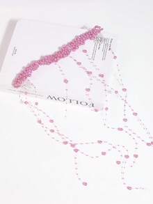 1 chiếc lược cài tóc tua rua đính ngọc trai thủ công, phụ kiện trang nhã cho đám cưới, tiệc tùng, kiểu tóc cô dâu - Màu tím hoa cà - Xem 5