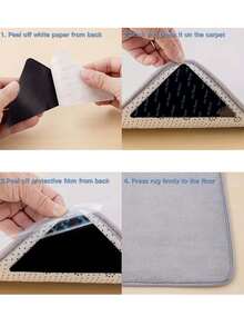 Rug Grippers, Non-Slip Fixing Stickers, Non-Slip Carpet Mat For Hardwood Floors, Tile Marble Floors, Double Sided Adhesive Carpet Clips Keep Corner Flat, Removable Carpet Tape For Area Rugs, Room Decor, Home Decor, Living Room Decor - Multicolor - View 7