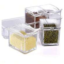 Organizador de especias y hierbas de 4 en 1 para la cocina, salero - transparente - Ver 4
