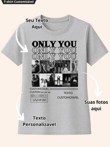 Personalized Valentine's Day T-Shirt With Couple Photo - 灰色 - 查看 1