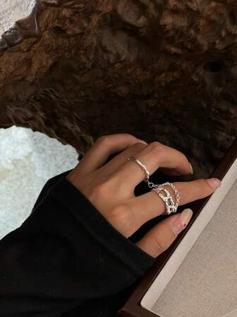 1pc Fashionable Geometric Chain Decor Knuckle Ring, Suitable For Women's Daily Wear