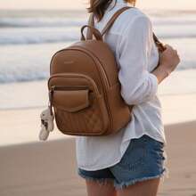 Mochila Fashion para Mujer Dama de Cuero Sintetico - Beis - Ver 5