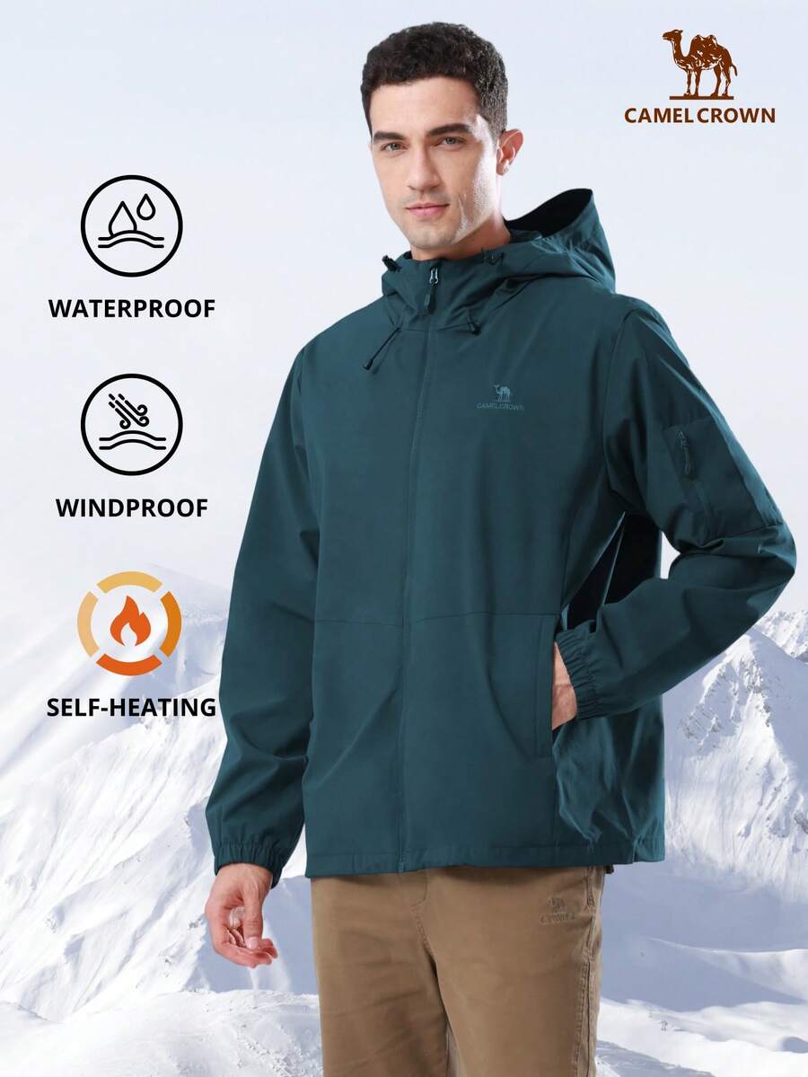 Men's Waterproof Lightweight Jacket, Hooded Windbreaker Suitable For Outdoor Hiking - Blue - View 1