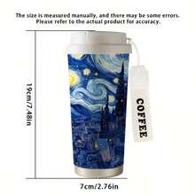 1个，530毫升梵高星夜不锈钢双层真空保温旅行杯，带手柄和吸管，防漏设计，冷热饮皆宜，非常适合办公室、运动、情人节等场合。是户外活动和现代美学的理想之选，它不仅是饮水杯，更是一件艺术品。 - 白色 - 查看 5