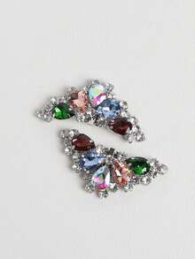 2pcs Multi-Color Rhinestone Inlaid Bowknot Metal Decor, Fashion Exquisite Classic Cute DIY High Heel Shoes Decoration, Suitable For Elegant Sexy Ladies Date Shoes, Sneakers, Brooch, Bag Clips, Home Accessories, Versatile Decoration - Multicolor - View 5