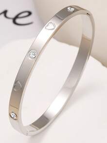 Bộ vòng tay đính đá Zirconia hình cỏ bốn lá thời trang Âu Mỹ dành cho nữ, phù hợp cho nhiều dịp, có thể xếp chồng lên nhau, cũng thích hợp làm quà tặng cho bạn bè - Bạc - Xem 16