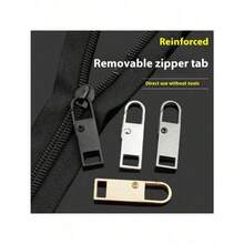 Urmspst Zipper Pull Replacement (Upgraded), 4 PCS Detachable Zipper Pull Oval Tabs For Luggage Clothing Jackets Backpacks Boots Purse Coat(4 Color Black, Silver, Gold,Gray ) - 4pcs - View 1