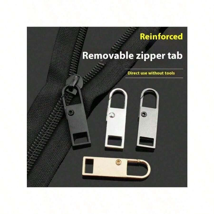Urmspst Zipper Pull Replacement (Upgraded), 4 PCS Detachable Zipper Pull Oval Tabs For Luggage Clothing Jackets Backpacks Boots Purse Coat(4 Color Black, Silver, Gold,Gray ) - 4pcs - View 1