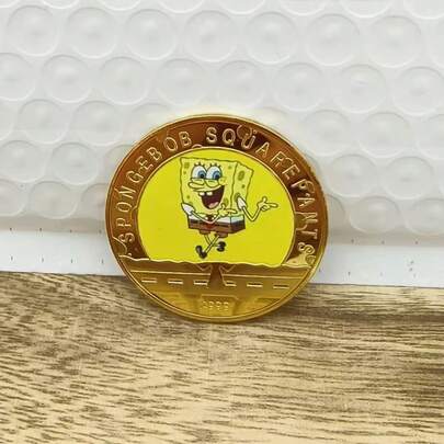 SpongeBob SquarePants 1 Stück  Gedenkmünze, kleines Geschenksammlerstück Münze Anime Cartoon Zubehör Figur Metallhandwerk