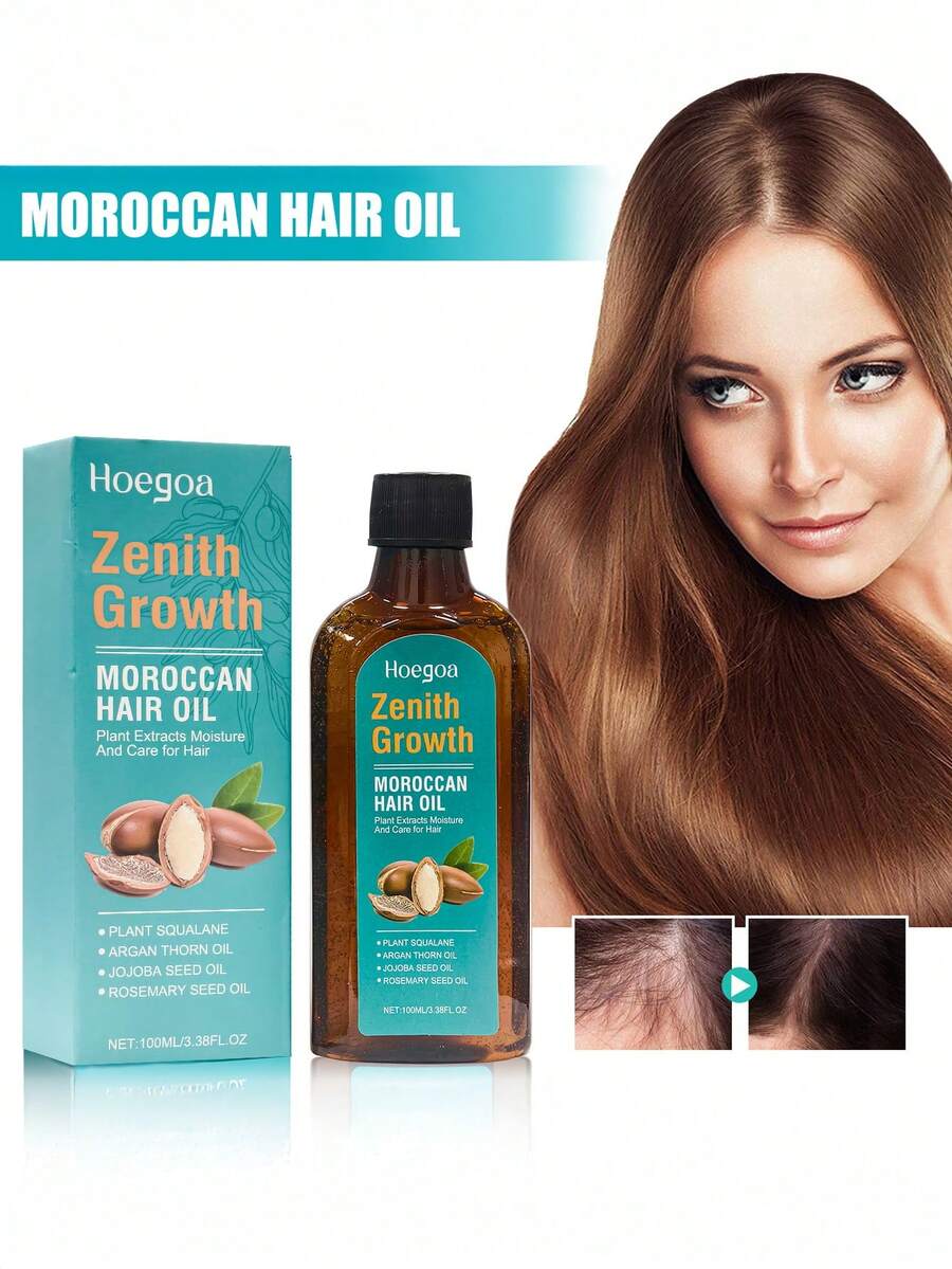 1PC 100ml Aromatherapy Essential Oil Moroccan Hair Oil, Moisturizing And Nourishing, Suitable For Curly, Dry, Damaged Hair - 100ml - View 1