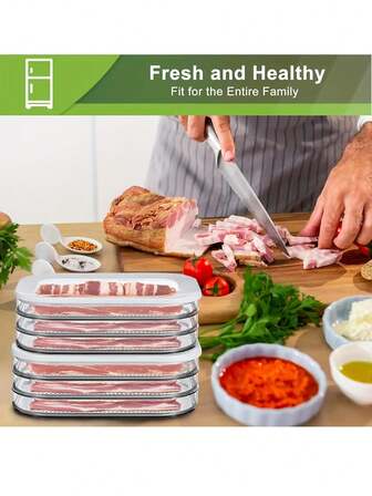 1 Piece Of Cooked Food Meat Box Refrigerator Sealed Storage Box, Bacon Lid Food Storage Box, Transparent Partition Preservation Box, Food Safety, Refrigerator Storage Container, Suitable For Meat, Cheese, Bacon, Stackable And Multi-Functional Kitchen Organization Accessories