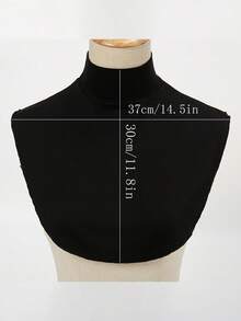 1件装女士时尚纯色休闲可拆卸假领围脖围巾，适用于圣诞节装饰、节日、旅行、迪斯科、毕业典礼等场合 - 01-黑色 - 查看 5