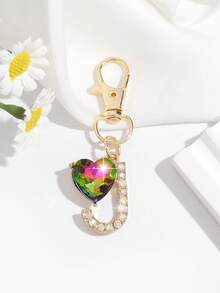 1pc Fashionable European & American Luxury Cute Crystal Rhinestone Studded Oversized English Letter Shape Keychain Bag Charm, Suitable For Women Car Keys, Bags Decoration - Gold - View 17