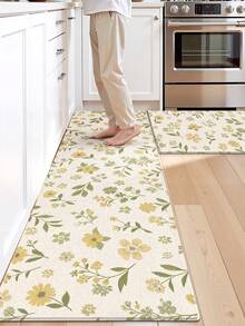 DAJIANG 1pc Floral Kitchen Mat, Yellow Color, Non-Slip Washable Area Rug, Suitable For Kitchen, Living Room, Bedroom, Entryway, Laundry Room, Festival Decor, Autumn/Winter, Christmas, Thanksgiving, Valentine's Day Decoration - Multicolor - View 6