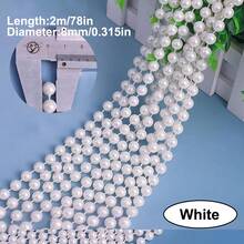2m/78in, 10m/393in Faux Pearl Beaded Garland Chain, DIY Wedding Decor Curtain, Round Pearls Do Not Break When Cut