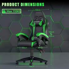 GartistGo Ergonomic Gaming Chair, With Cushion And Adjustable Backrest For Adults, Rotatable And Stable
