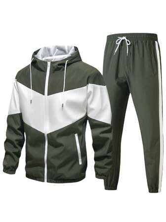Alpha Camp Boyfriend Style Men's Casual Jacket And Pants Set, Autumn Sporty Tracksuit For Young Fashionable Boyfriend Style Men