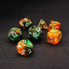 Juego de 7 dados con diseño de galaxia de estrellas en amarillo y verde - Perfecto para MTG, RPG y juegos de mesa! - Multicolor - Ver 7