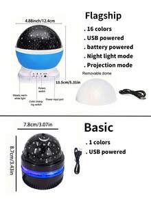 1pc Moon & Starry Sky Night Light, Dual Power Supply, 360° Rotating Moon & Starry Sky Projection Lamp, Bedroom Party Decor Birthday Gift, Room Decor, Bedroom Decor, Lamp, Disco Ball, Lampshade, Night Light, Lighting - Stars and Moon Projection - View 3