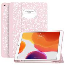 Case For IPad 9th Generation 2021/8th Gen 2020/7th Gen 2019 With Pencil Holder - Premium Shockproof Case With Soft TPU Back Cover & Auto Sleep/Wake For IPad 10.2 Inch, Book Pink,A-BookPink - A-bookPink - View 1