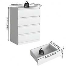 VERYKE 4 Drawer Dresser, Modern Chest Of Drawers Without Handle, Wooden Tall Nightstand For Bedroom, White - 白色 - 查看 4