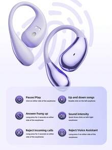 NEW SENYANG 全新森阳贴耳式运动耳机时尚舒适耳机音乐重低音挂耳式视频TWS HIFI杜比ACC立体声高清通话耳机适用于安卓手机游戏情侣耳机智能耳机 - 均碼 - 查看 9