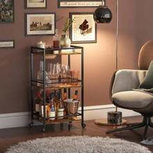 Lifewit Tres Capas de Barra de Servicio rodante, Cocina de Madera y Metal con Ruedas, Coche de Almacenamiento de Isla,(Negro) - Multicolor - Ver 7