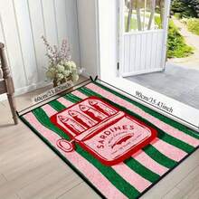 1件条纹小地毯，带字母和鱼图案，装饰门垫，迎宾垫，地毯，户外门垫，厨房地毯，家居装饰，前门垫，区域地毯，户外垫，家居装饰，区域地毯，花园地毯，可水洗地毯 - 彩色 - 查看 5