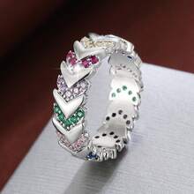 1pc Fashionable Women's Ring With Artificial Zirconia Stone In Arrow Design - Multicolor - View 18