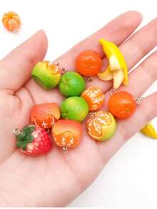 10pcs Cute 3D Strawberry Shaped Pendant - Ideal For DIY Keychain, Jewelry Making Accessories - Realistic Fruit Design, Vivid Colors, Durable, Easy To Assemble - Multicolor - View 8