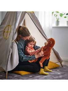 IKEA DJUNGELSKOG 毛絨玩具 布藝紅猩猩 猴子動物玩偶 柔軟舒適 可愛伴侶 魔鬼氈固定 長度為36cm（紅色） - 紅色 - 查看 5