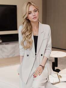 Women's Professional Elegant Goddess Style High-End Suit Set, 2025 New Fashion Spring/Autumn - Beige - View 3