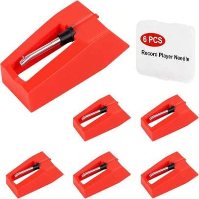 Jiomrzo 6 Pack Record Player Needle Replacement, Upgraded Vinyl Record Needle Compatible With Crosley, Victrola, ION &Amp; More Turntable, Easy Install, Premium Sound Quality Turntable Stylus