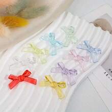 10/20/30/50Pcs Colorful Transparent Acrylic Bow Beads, Cute DIY Craft Phone Chain Necklace Beaded Decors Accessories, Jewelry Making Supplies