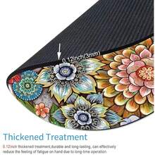 Round  Pad, Boho Floral  Pad, Washable Round Pad With Lycra Cloth, Non-Slip Rubber Base Computer  Pads For Wireless ,29BohoFloral - 29BohoFloral - View 3