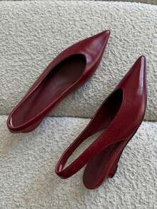 2025 New European Chic French Pointed Toe Slip-On Leather Shoes, Slim Fit Backstrap Square BuckleSandals