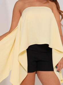 Boho Style Cape Blouse, Women's Multi-Way Cropped Top, Christmas Design, Asymmetrical - Vàng bơ - Xem 3